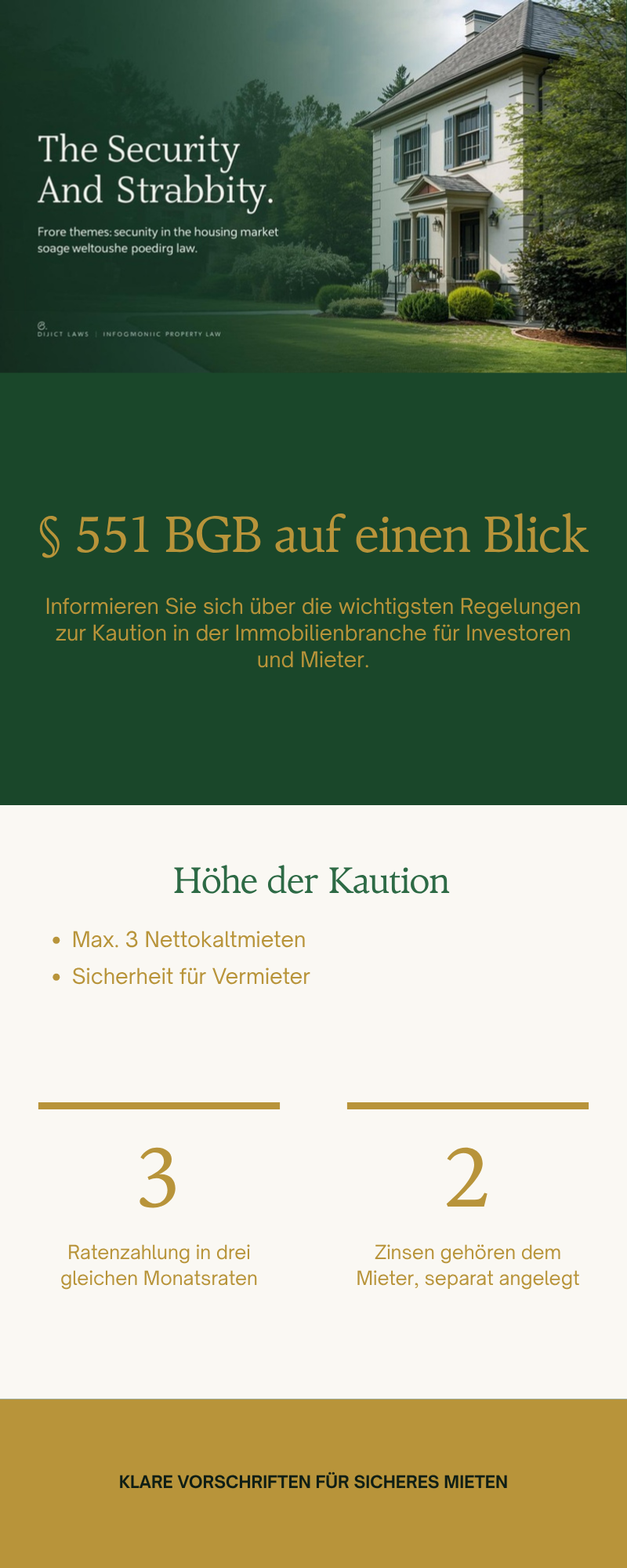 § 551 BGB auf einen Blick – Infografik zu Höhe, Ratenzahlung, Anlage und Verzinsung der Mietkaution